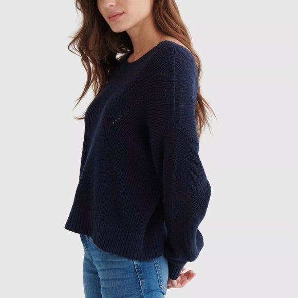 Lucky Brand Crop Rib Pullover Reversible Sweater - Picture 3 of 9